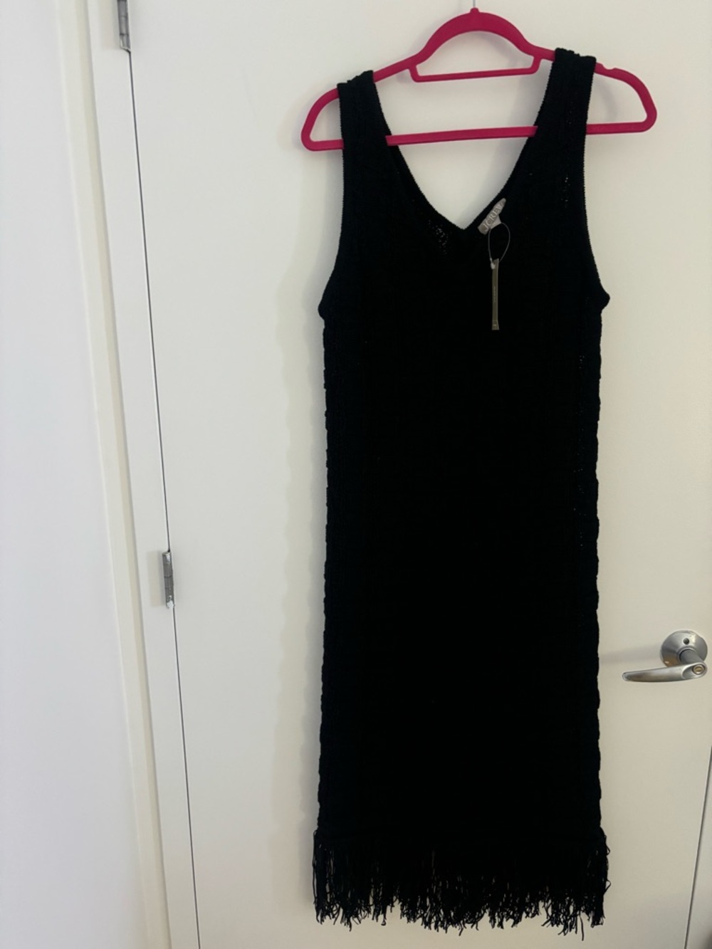 J. Crew Black Fringe Sweater Dress